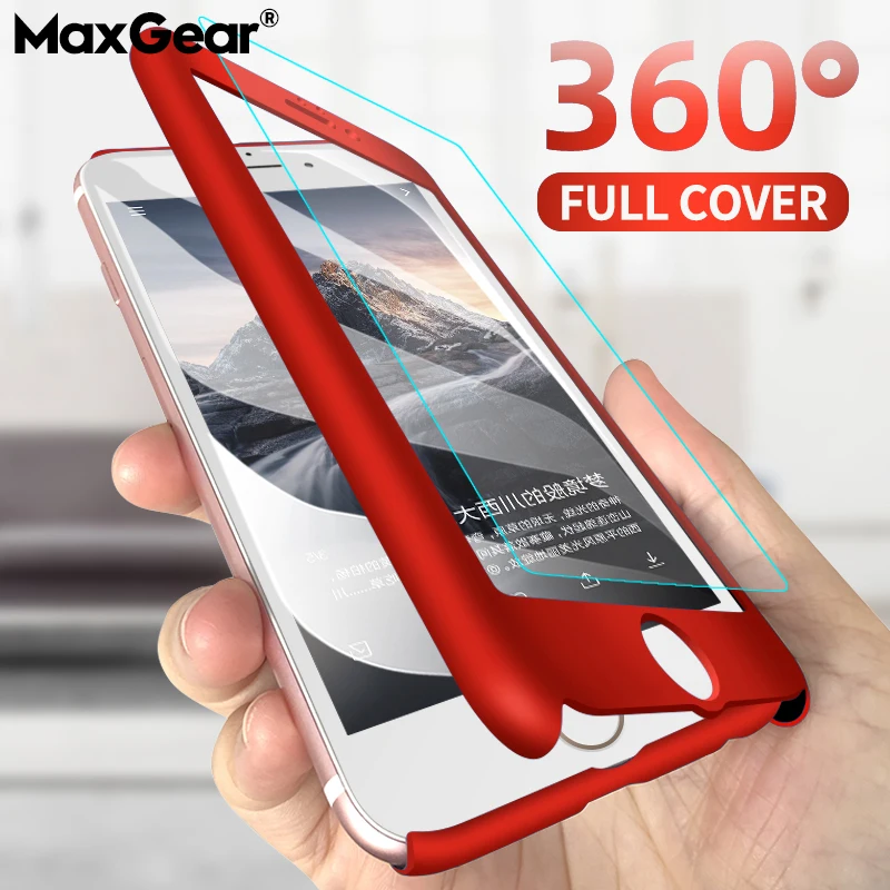

360 Full Protective Phone Cases For iPhone 8 7 Plus 6 6S Case 5 5S SE X 10 Full Cover For iPhone XR XS Max X Case With Glass