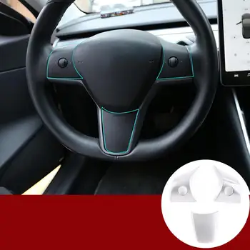 

Car Interior Accessories For Tesla Model 3 2017-2019 ABS Red/Silver/Carbon Fiber plastic Wheel Button Frame Trim Car Accessories