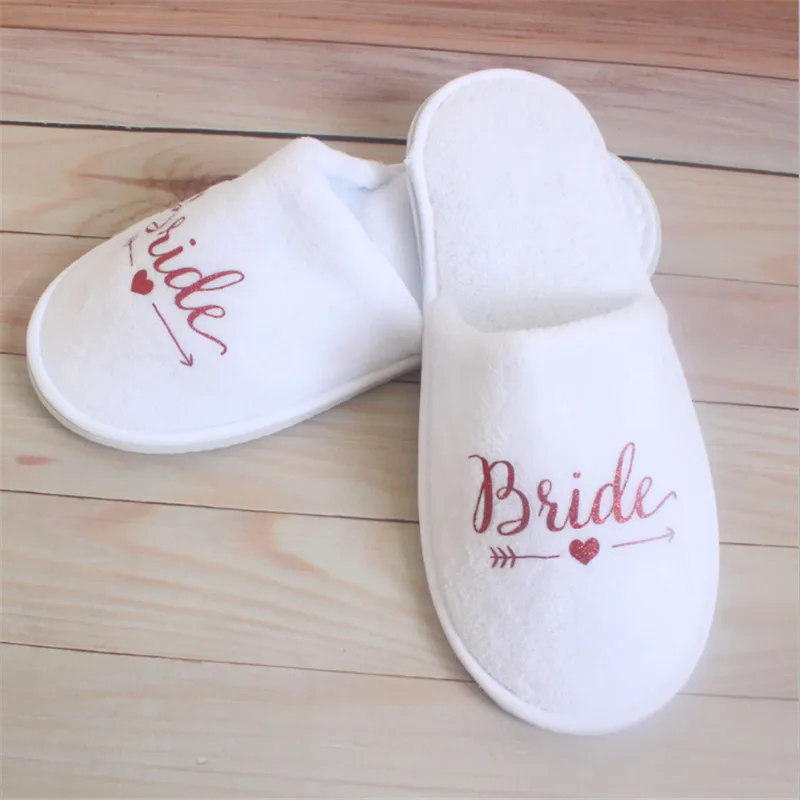 1 pair Bridal Shower Wedding decoration Bridesmaid Bride Spa Soft Slippers for Hen Night Bachelorette Party Supplies Gift-C