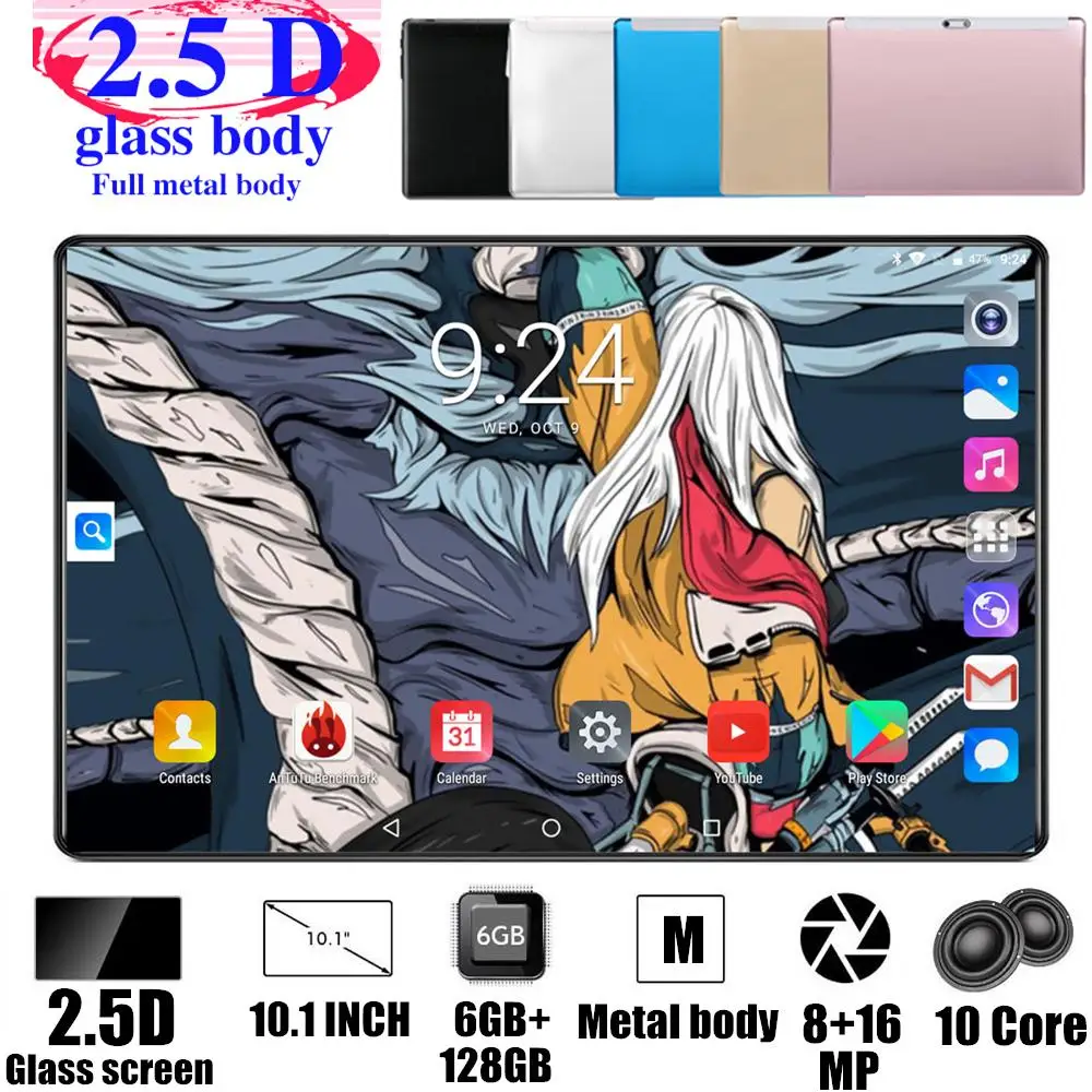 Планшет диагональю 10 дюймов 2021 &quot Android 4G FDD LTE 9 0 Pie 128 ГБ ROM 6 Гб RAM Octa Core 5G Wifi GPS |