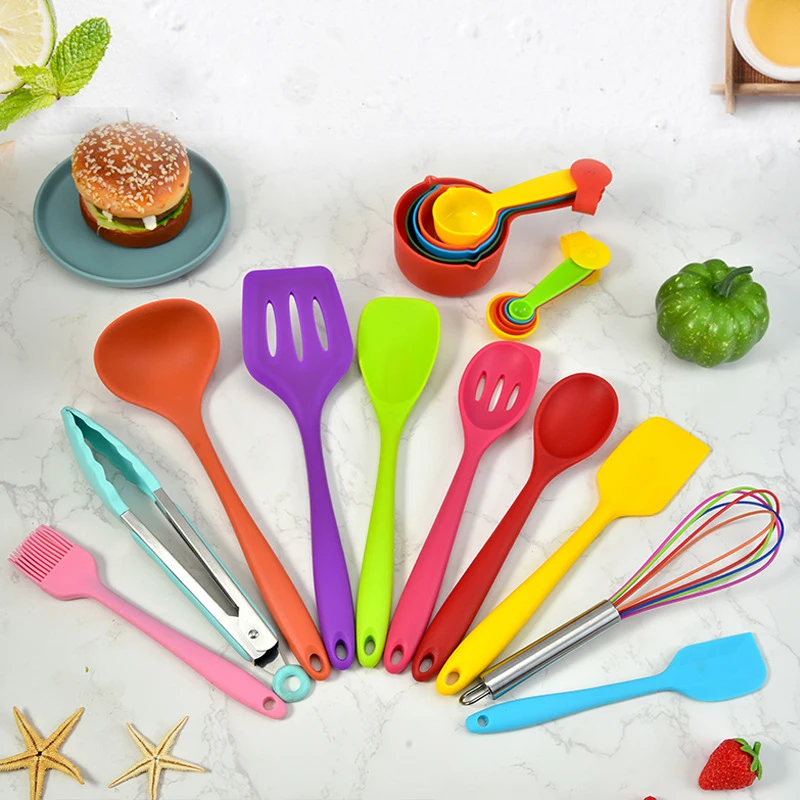 

20PCS/Set Colorful Silicone Kitchen Utensils Set Non-stick Heat resistant Kitchenware Cooking Tools Spoon Spatula Accessories