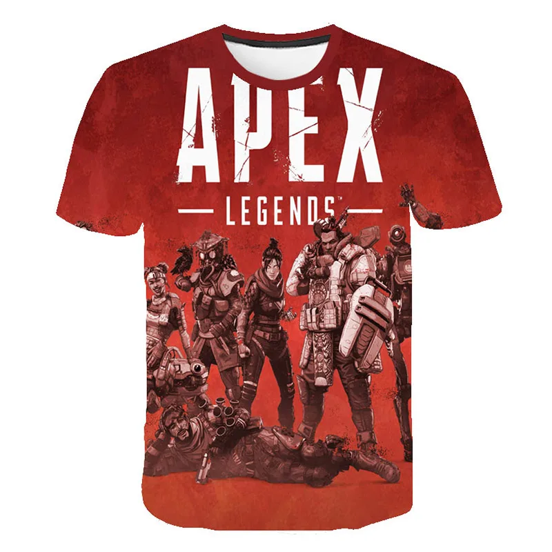 Новые популярные футболки Apex Legends летняя футболка с короткими рукавами для детей футболка для мальчиков и девочек дышащий топ с 3D Дизайном Apex Legends