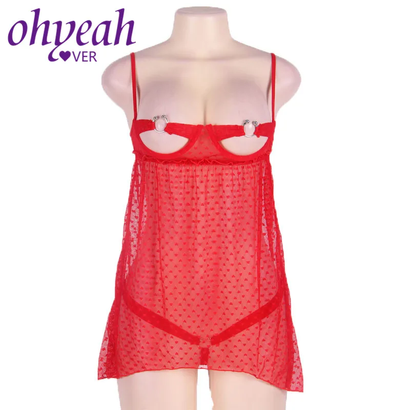 Ohyeahlover выдалбливают сорочка Babydoll открытая чашка сексуальные кружева Lenceria Mujer Спагетти ремни женские горячие перспектива экзотические RL80079