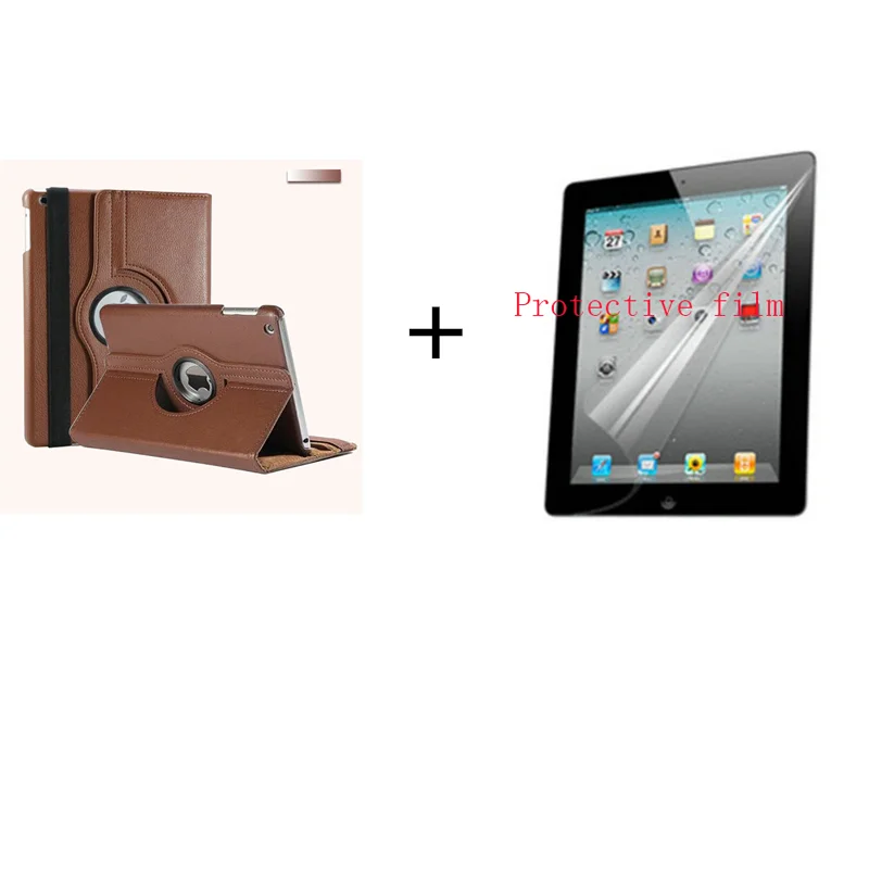 brown and film Чехол для iPad mini 1 mini 2 mini 3, вращающийся на 360 градусов, с откидной подставкой, A1432 A1454, защитный чехол 7,9 дюйма для iPad mini 1 2 3, умный чехол+ пленка - Цвет: brown and film