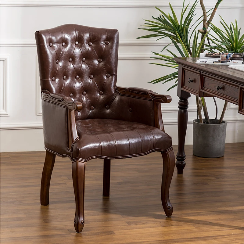 

Luxury Living Room Chair Pull Button Home Sofa Chair 55x46x103cm Solid Wood Royal Chair MultiColor Arm Chair Computer Chair B553