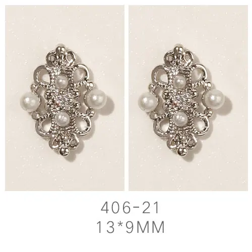 406-21 5 шт/лот кулон цепь дизайн ногтей 3d-сплав цирконовая жемчужина металлические аксессуары для ногтей ювелирные изделия DIY украшения ногтей талисманы - Цвет: 406-21