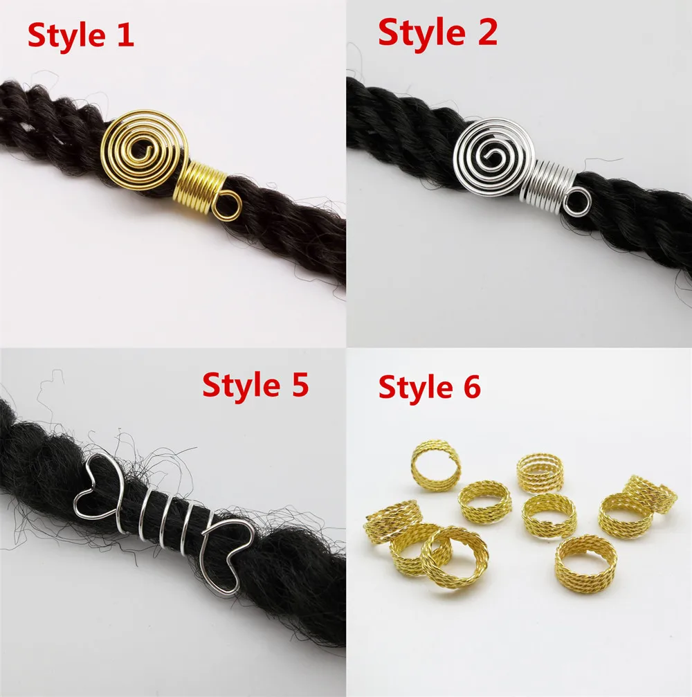 10Pcs Jewelry Wooden Color Tibetan Cuff Clip Beads Ring Tube Hair Dreadlock