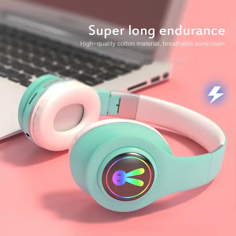 ワイヤレス猫耳ヘッドフォンbluetooth5 0 Led折りたたみ3 5ミリメートルサポートtfカードヘッドセットゲーム音楽のためのギフトとして子供 Bluetooth イヤホン ヘッドホン Aliexpress