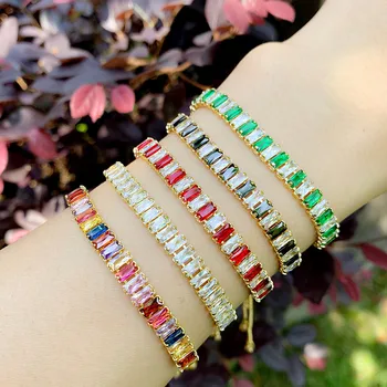 

ZHONGVI Zirconia Bracelets For Women Multicolor Tennis Bracelet Rainbow Designer Charms Adjustable CZ Rhinestone Jewelry
