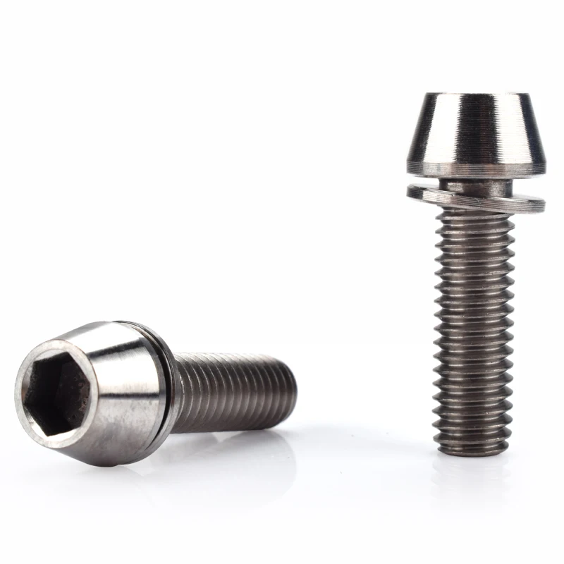 FMFXTR 2pcsTitanium сплав винт велосипедный карбоновая ручка болт и шайба m6x20mm дорожный гоночный велосипед передняя вилка, замок гайка - Цвет: titanium 2pcs