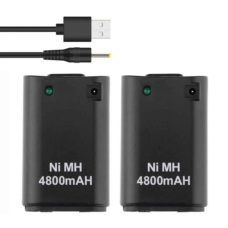 2 шт. аккумуляторная батарея 4800 мАч + USB-кабель для зарядки XBOX 360 беспроводного