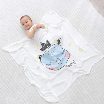 

100% Cotton Baby Swaddles Monthly Wraps Blankets Cartoon Printed Infant Sleepsack Stroller Cover Swaddling Bag Shower Bath Towel