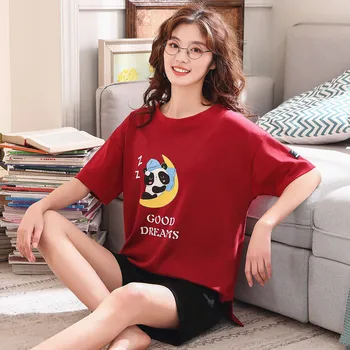 

Women's Pajamas Summer Short-Sleeved Leisure Tops Cute Cartoon Set Two-Piece Short-Sleeved Shorts Pajamas