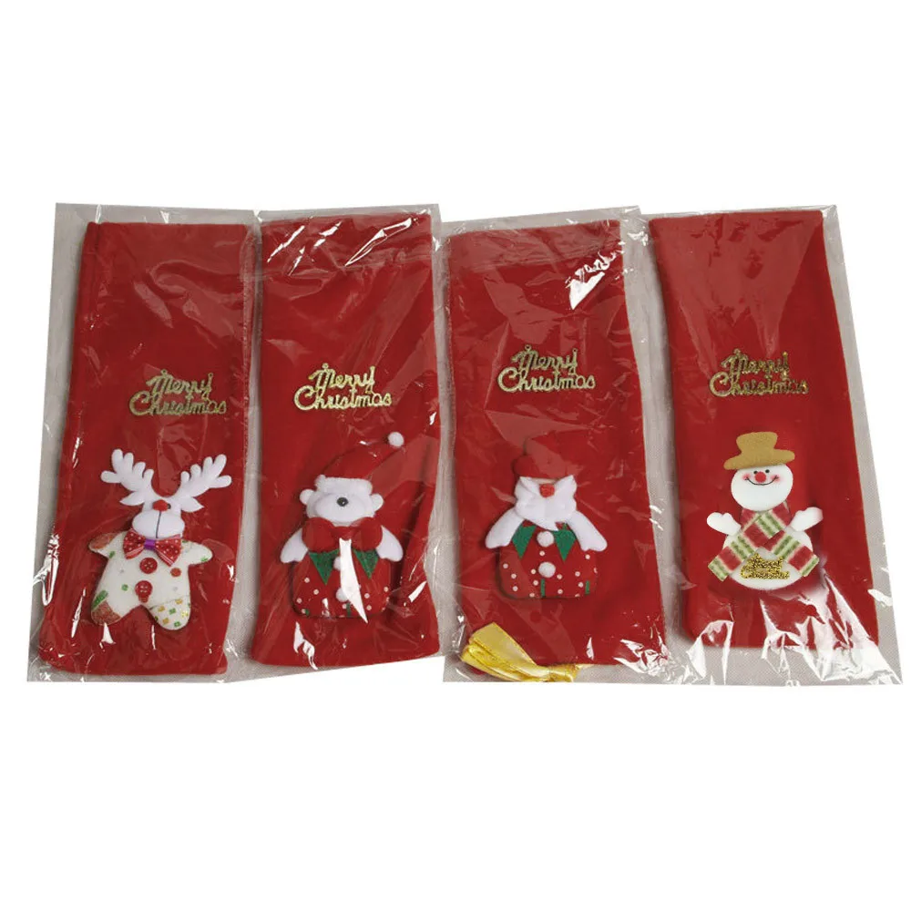 Red Wine Bottle Cover Bags Decoration Home Party Santa Claus Christmas