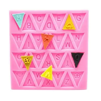 

3D DIY Chocolate Flag Silicone Bunting Trays Cake Decorating Fondant Tools Mold Cake Alphabet Letter Bakeware Trays J5V2