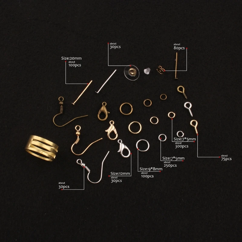3000Pcs Jewelry Making Kit with Jump Rings Screw Eye Pin Headpins Claw Clasps 517F