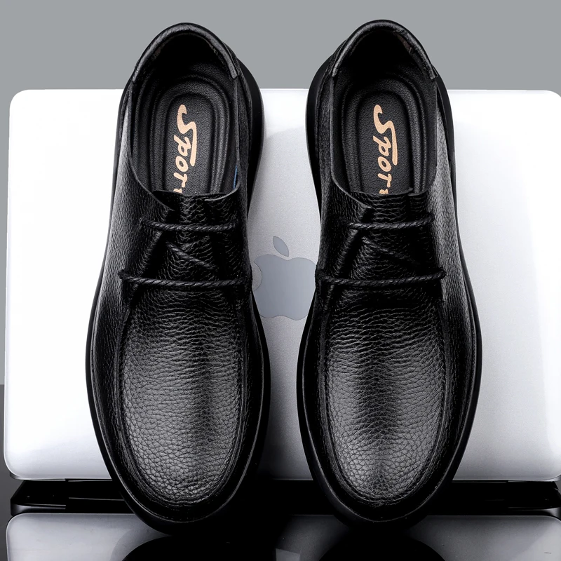 Men Oxfords Genuine Leather Dress Shoes Brogue Lace Up Mens Casual Shoes Luxury Brand Moccasins Loafers Men Plus Size 37-47