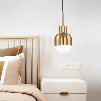 

Pendant Lamp E27 Modern Lighting Golden Iron Simple Beside Light Loft Living Room Lighting Pendent lamp Bedroom Hang lamp