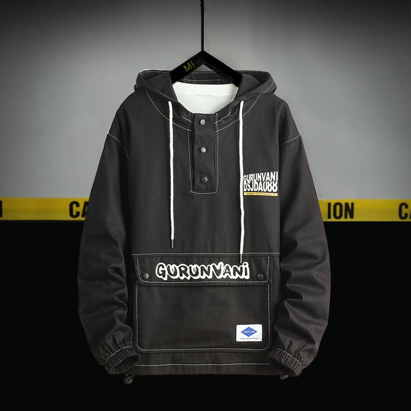 

New Spring And Autumn Jacket Male Students Korean Version Tops Tooling Hooded Jacket Loose Large Size Jacket Recommended To Buy