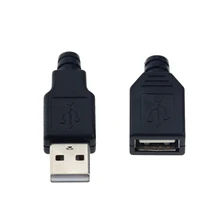 10 шт. Тип A входящий штекер и муфтовый стыковочный USB 4 Pin разъем с черной Пластик крышка Тип-который нужно собрать своими руками Наборы