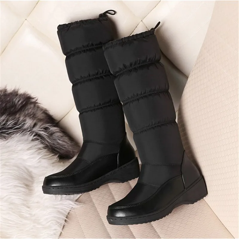 women boots 2019 down-fill warm boots lady softable snow boot black white blue women's boots