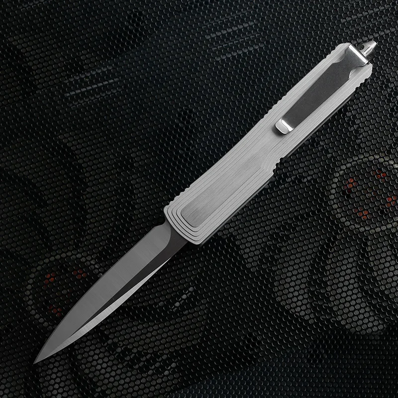 Ледяной элемент OTF белый нож высокой твердости D2 лезвие алюминиевый сплав ручка карманный нож Открытый EDC Приключения тактический нож