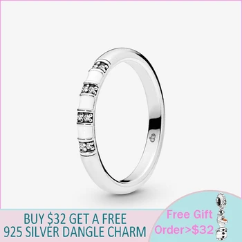 

925 Sterling Silver Women Rings Simple Round Rings White Stripe Rings for Women Jewelry Anniversary
