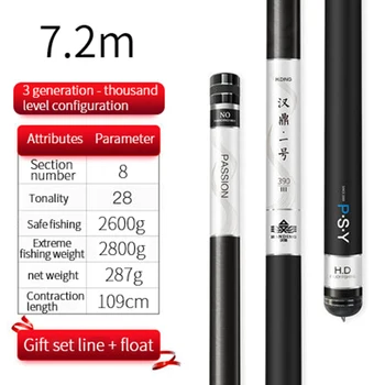 

7.2M Carbon Fiber Ultralight Spinning Rods Superhard TaiWan Telescopic Fishing Rob Sea Lake River Multifunction Spinning Rob