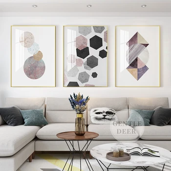 

Abstract Geometric Canvas Print Painting Round Square Hexagon Pictures Decorative Wall Art Modern Minimalism Frameless Decor