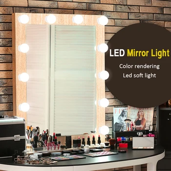 

LED Makeup Mirror Light Hollywood Dressing Bulb Dimmable Wall Lamp Punch free 2 6 10 14 Bulbs Dressing Table Kit