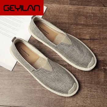 

Coslony Breathable Linen Casual Men's Shoes Old Beijing Cloth Shoes Canvas Summer Leisure Flat Fisherman Driving Shoes Wicking