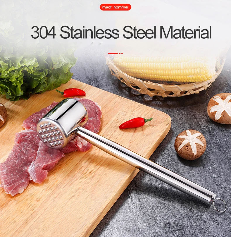 

Household Kitchen Stainless Steel Meat Hammer Steak Pork Chops Loose Meat Tenderizer Simple Baking BBQ Tools