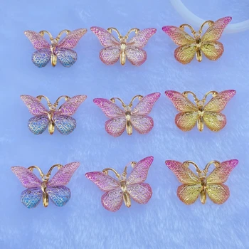 

10Pcs/lot New Acrylic Mixed butterflies with holes Flat back Cabochon Scrapbooking Hair bow Center Embellishments DIY Accessorie