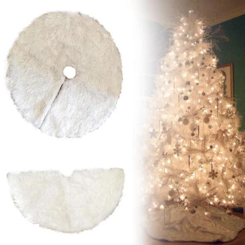 High Quality White Plush Christmas Tree Skirts Fur Carpet Merry Christmas Decoration For Home New Year Decoration