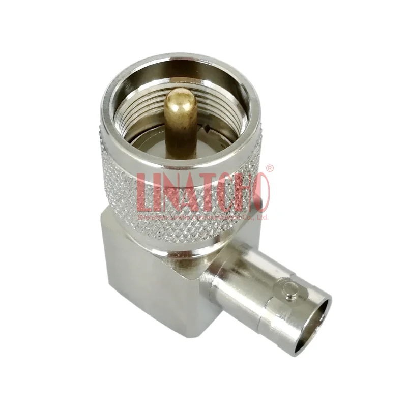 Good Quality Copper UHF M PL259 Male to BNC Female Cable Connector Right Angle Adapter