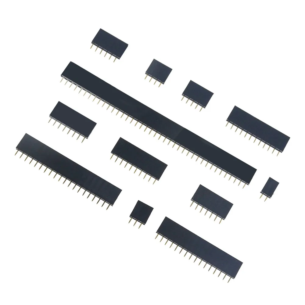 

10PCS/Lot 2.54mm Single Row Female 2-40P PCB socket Board Pin Header Connector Strip Pinheader 1x 2P 3 4 6 10 12 14 16 20 40Pin