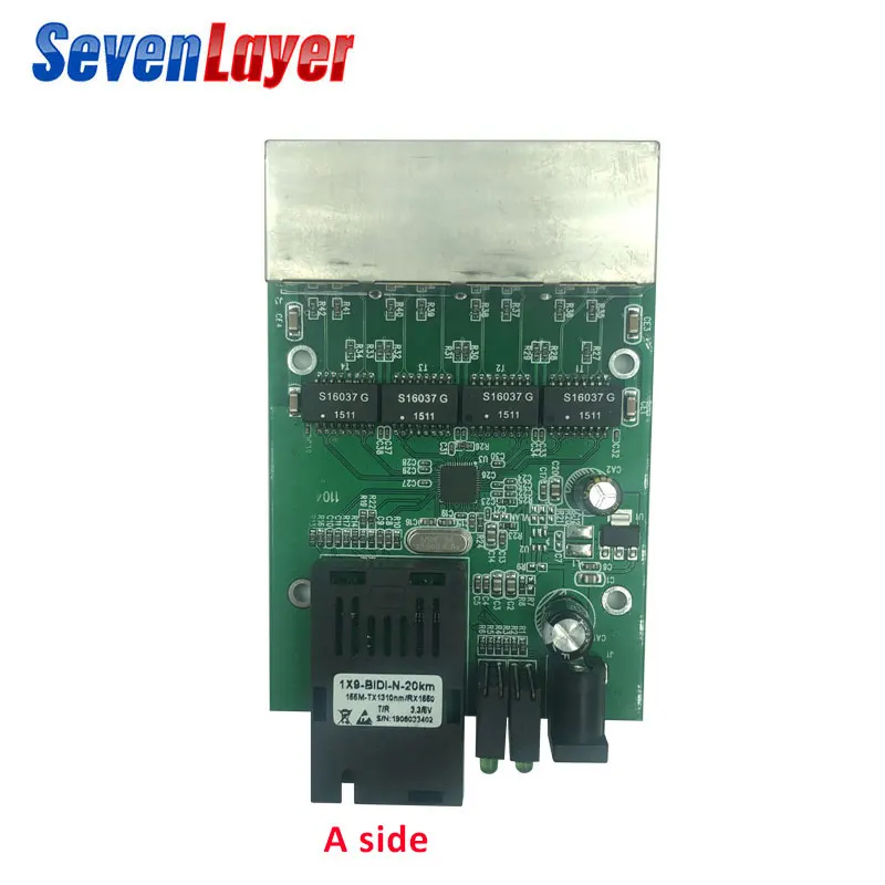 10/100M 4 RJ45 1 SC Fast Ethernet switch Converter Ethernet Fiber Optical Media Converter Single Mode fiber Port PCBA 20KM