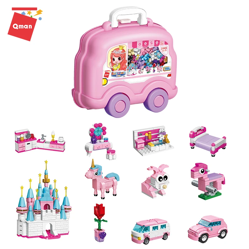 

QMAN City Friends Series Building Blocks assembly DIY Bricks Creative Animals Vehicle Castle model Girls Gifts toys for children