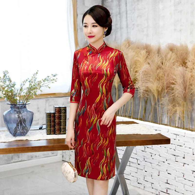 Классическое Восточное цветочное китайское женское платье Cheongsam велюровое сексуальное традиционное женское свадебное платье большого размера 4xl Vestidos