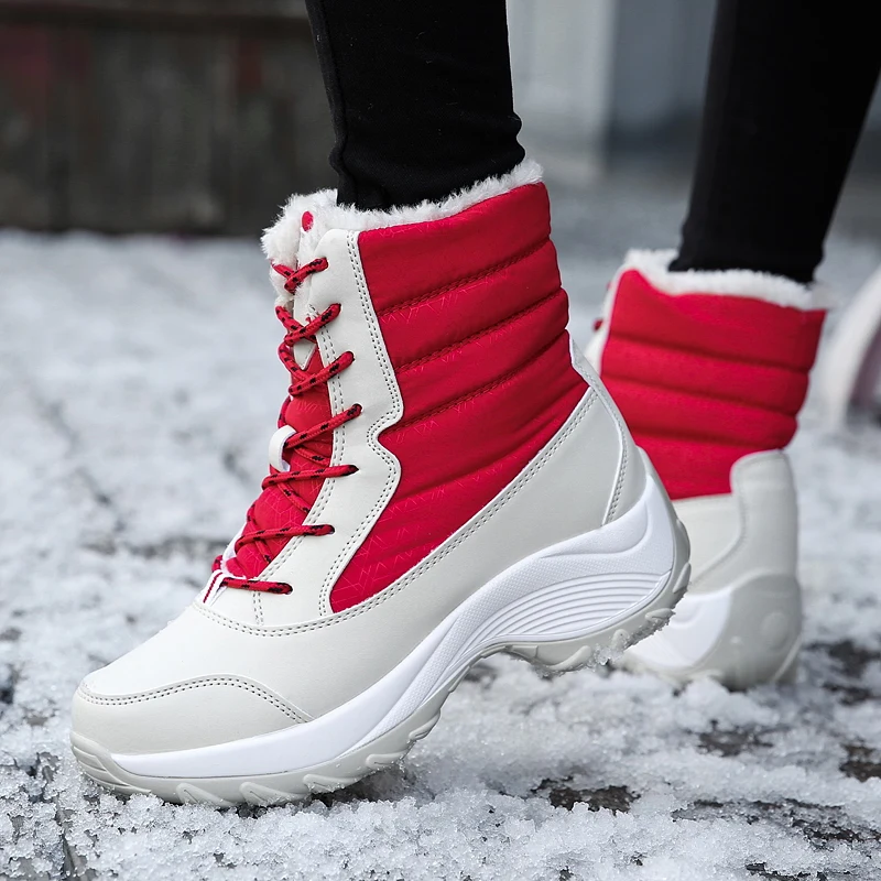 

Women Snow Boots Waterproof Non-slip Parent-child Winter Boots Thick Fur Platform Waterproof And Warm Shoes Plus Size 31-43