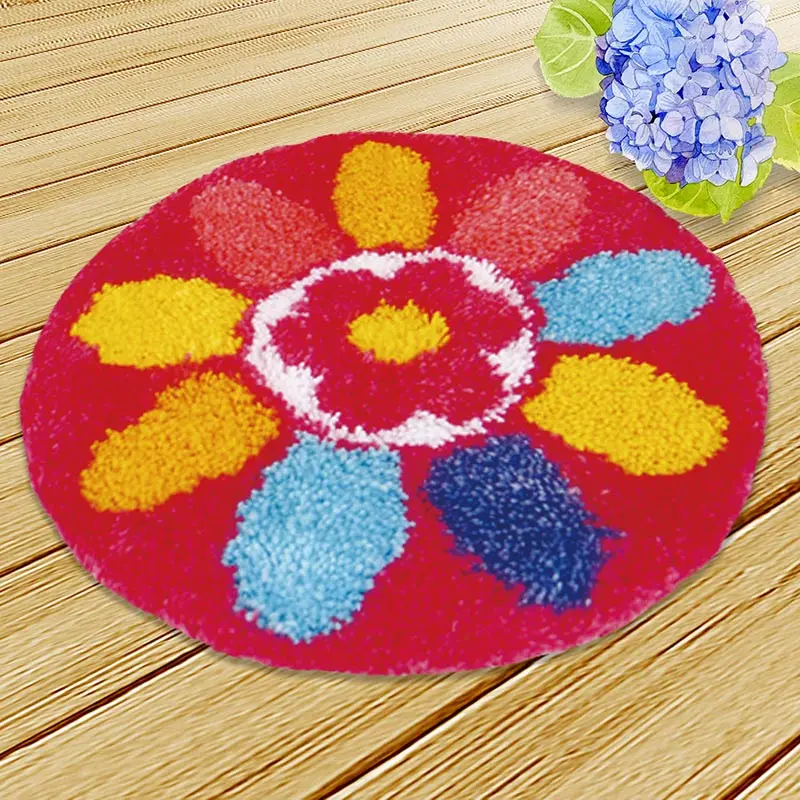 

DIY Flower Ground Mat Cushion Latch Hook Kit Embroidery Craft Cross Stitch Needlework Cross-Stitching Kit Set Embroidery Counted
