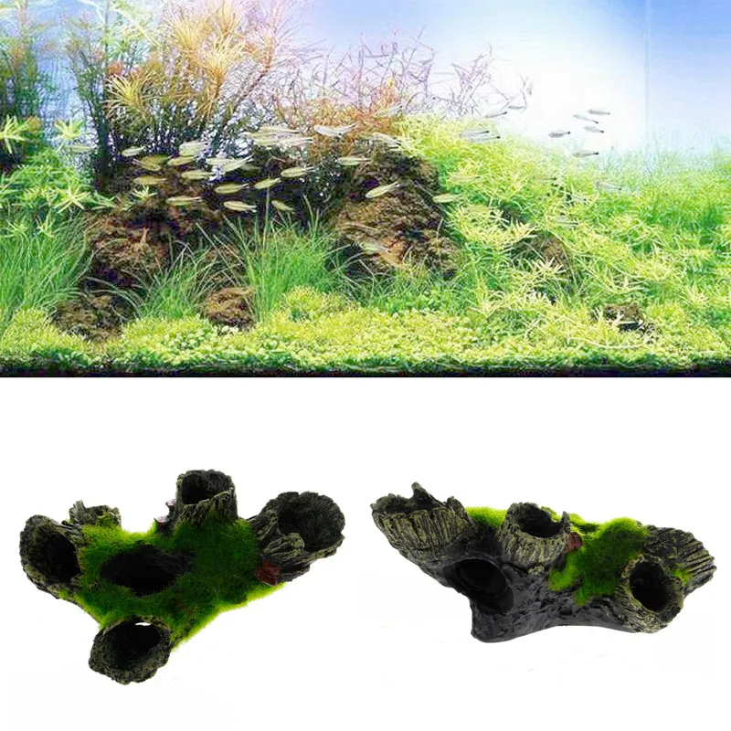 Aquarium Mountain View Moss Tree House Resin Cave Fish Tank Ornament Decoration 85WC