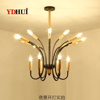 

wooden chandelier lighting dining room black E27 AC 90-260V modern chandeliers for bedrooms