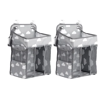 

2 Pcs Diaper Caddy Hanging Diaper Caddy Organizer, for Baby Girl Boy Crib Changing Table Baby Shower Gifts Bedside