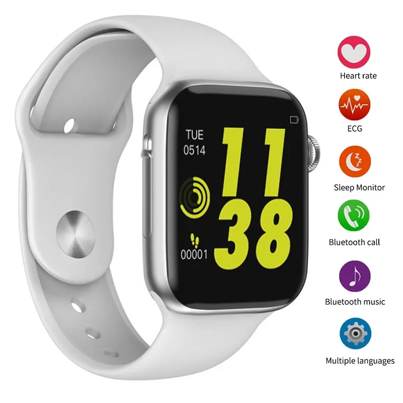 Серебристый IWO 8 lite Bluetooth Смарт-часы 44 мм ЭКГ монитор сердечного ритма W34 умные часы для Android iPhone xiaomi PK iwo 8 iwo10 - Цвет: Серебристый