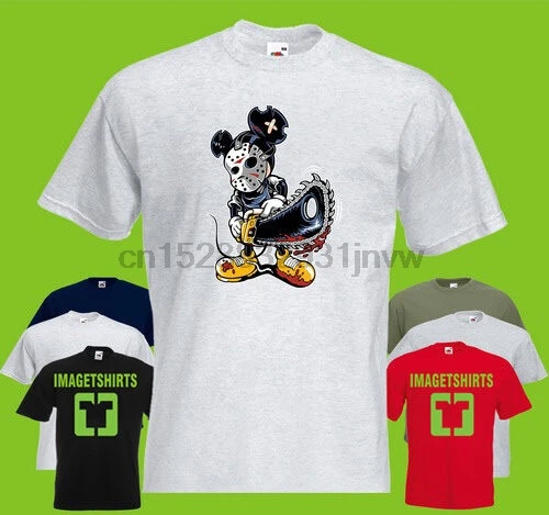 悪ミッキーメンズプリント Tシャツマッシュアップおかしいキラーマウスジェイソンチェーンソー Aliexpress