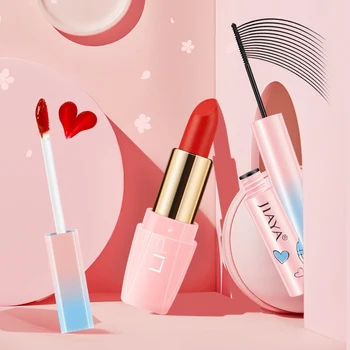 

3Pcs/Set Neon Glamour Lipstick Mirror Light Lip Glaze Rolling Up Mascara Women Makeup Set Elegant Temperament Charming And Gener