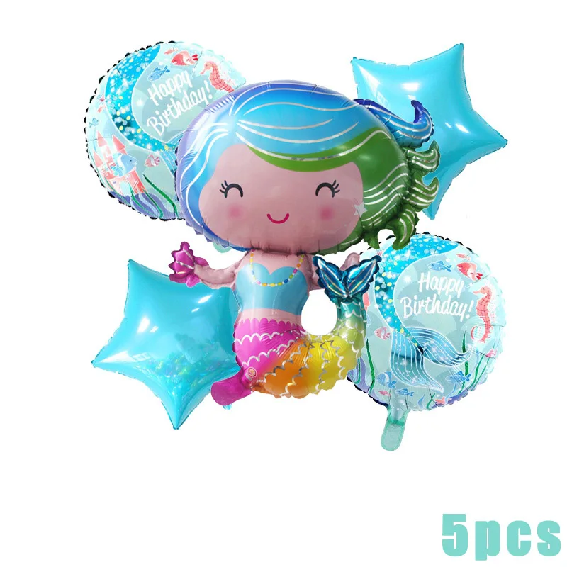 5pcs ballon С рисунком «маленькая русалочка» фон на день рождения украшения одеяло «хвост русалки» Арка с воздушными шарами девичьи спрос среди детей море тематических вечеринок Baby shower - Цвет: 5pcs ballon