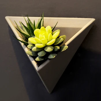 

Simulation Plant Shopping Malls Wall Mounted Triangle Retro Cement Flower Pot Living Room Home Decoration Hotel Office Balcony