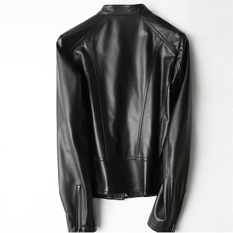 

Женское пальто из натуральной овечьей кожи, Женская мотоциклетная куртка Montone, короткая весенняя одежда, осенняя верхняя одежда LWL1454